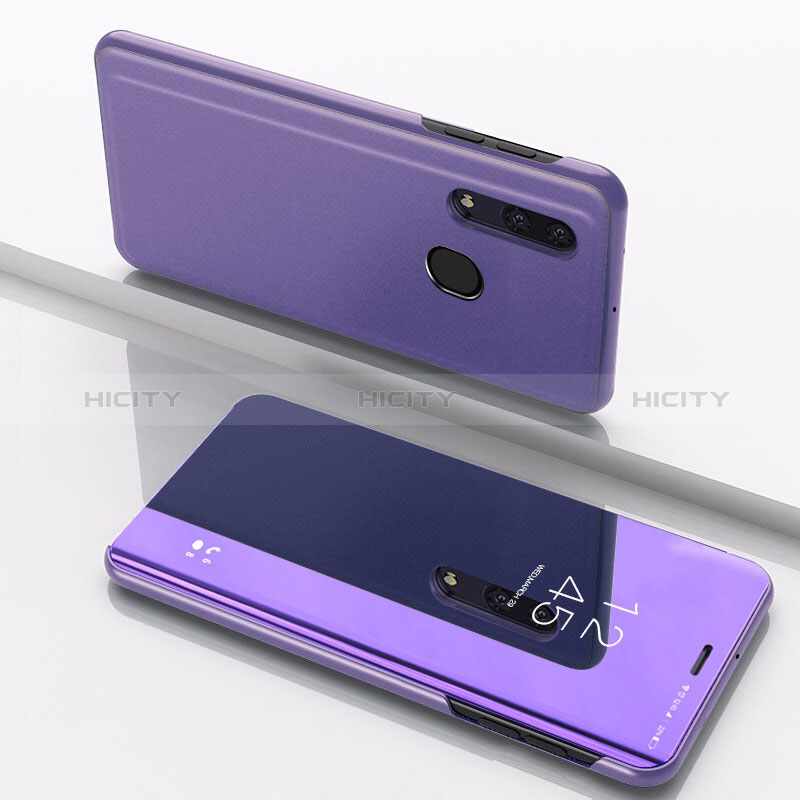 Coque Portefeuille Livre Cuir Miroir Housse Etui Clapet pour Samsung Galaxy A20 Violet Plus