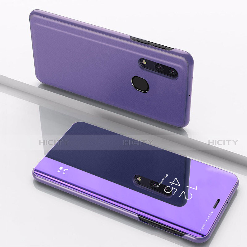 Coque Portefeuille Livre Cuir Miroir Housse Etui Clapet pour Samsung Galaxy A30 Violet Plus