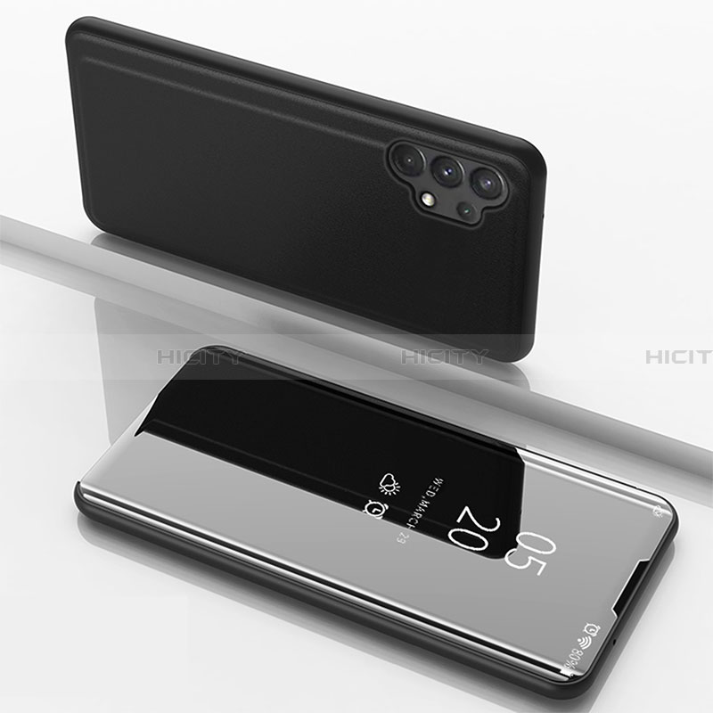 Coque Portefeuille Livre Cuir Miroir Housse Etui Clapet pour Samsung Galaxy A32 5G Noir Plus