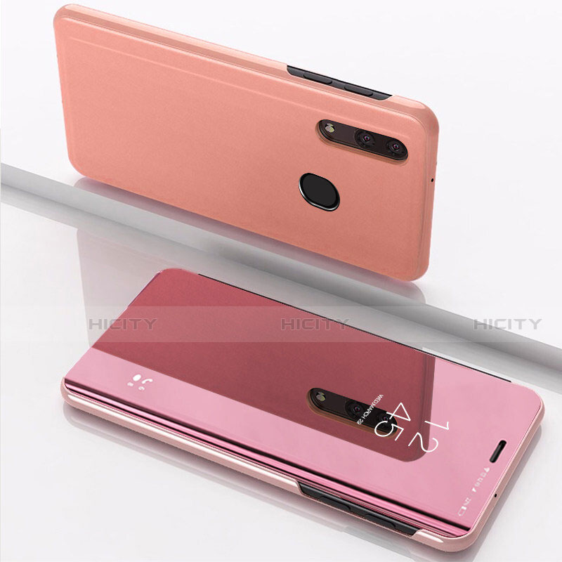 Coque Portefeuille Livre Cuir Miroir Housse Etui Clapet pour Samsung Galaxy A40 Or Rose Plus