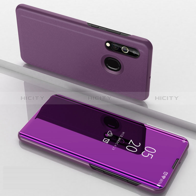 Coque Portefeuille Livre Cuir Miroir Housse Etui Clapet pour Samsung Galaxy A60 Violet Clair Plus