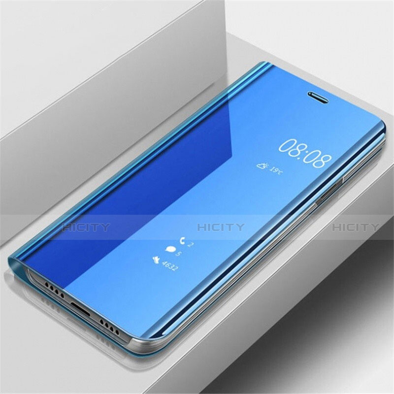 Coque Portefeuille Livre Cuir Miroir Housse Etui Clapet pour Samsung Galaxy A70 Bleu Plus