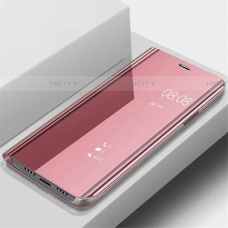 Coque Portefeuille Livre Cuir Miroir Housse Etui Clapet pour Samsung Galaxy A70S Or Rose Plus