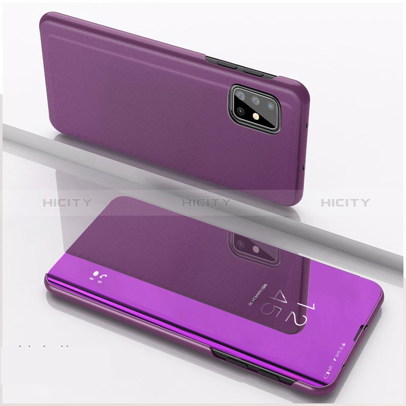Coque Portefeuille Livre Cuir Miroir Housse Etui Clapet pour Samsung Galaxy A71 4G A715 Violet Plus