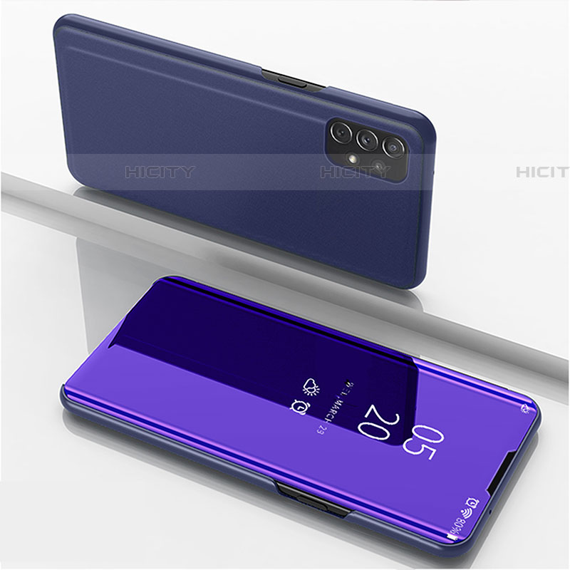 Coque Portefeuille Livre Cuir Miroir Housse Etui Clapet pour Samsung Galaxy A72 4G Violet Plus