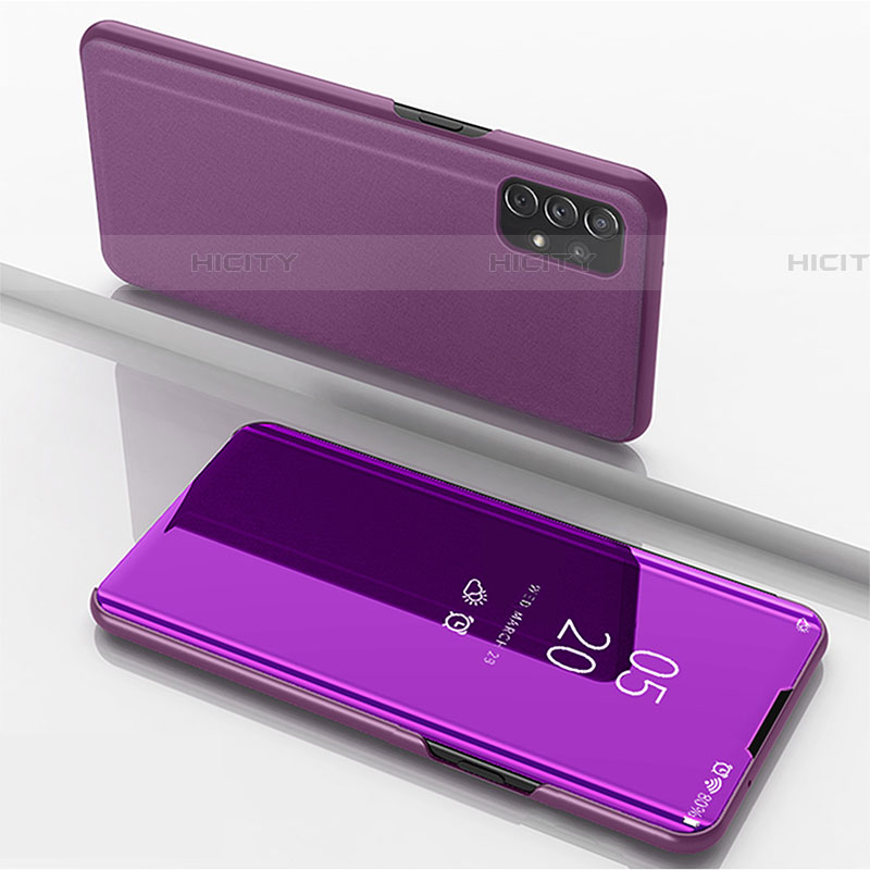 Coque Portefeuille Livre Cuir Miroir Housse Etui Clapet pour Samsung Galaxy A72 4G Violet Clair Plus