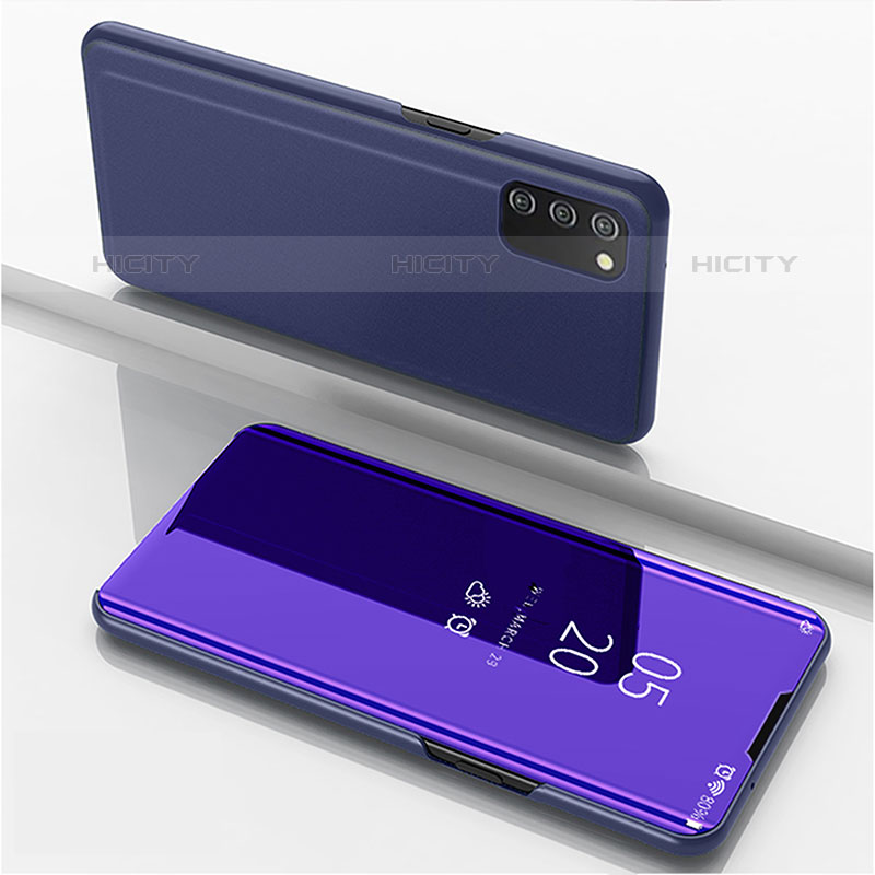 Coque Portefeuille Livre Cuir Miroir Housse Etui Clapet pour Samsung Galaxy M02s Violet Plus