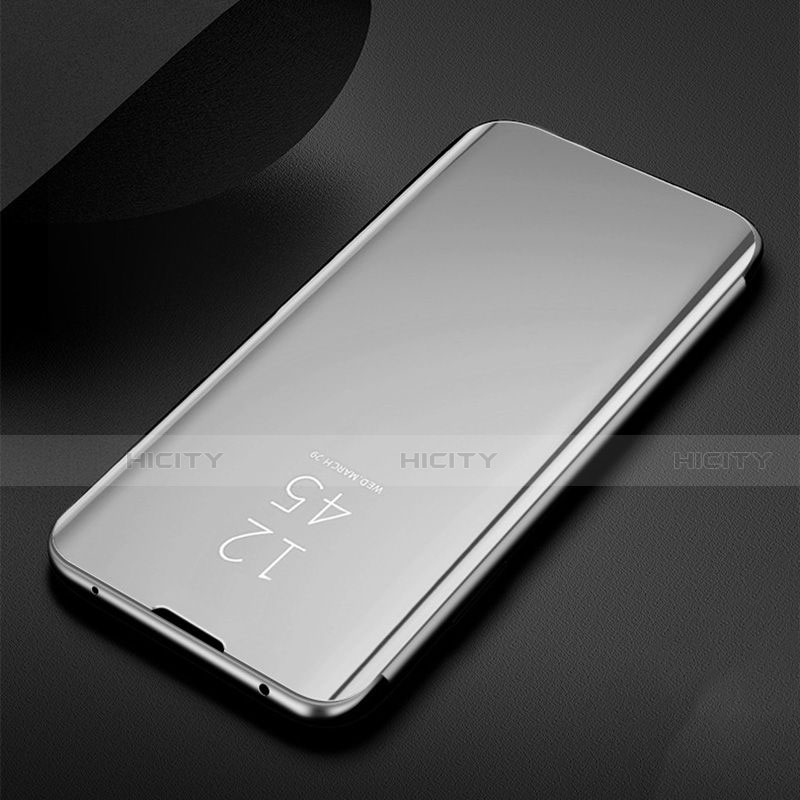 Coque Portefeuille Livre Cuir Miroir Housse Etui Clapet pour Samsung Galaxy M21 Argent Plus