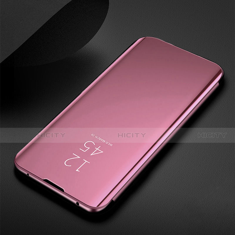 Coque Portefeuille Livre Cuir Miroir Housse Etui Clapet pour Samsung Galaxy M21 Or Rose Plus