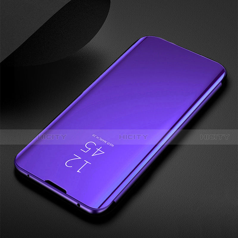 Coque Portefeuille Livre Cuir Miroir Housse Etui Clapet pour Samsung Galaxy M21 Violet Plus