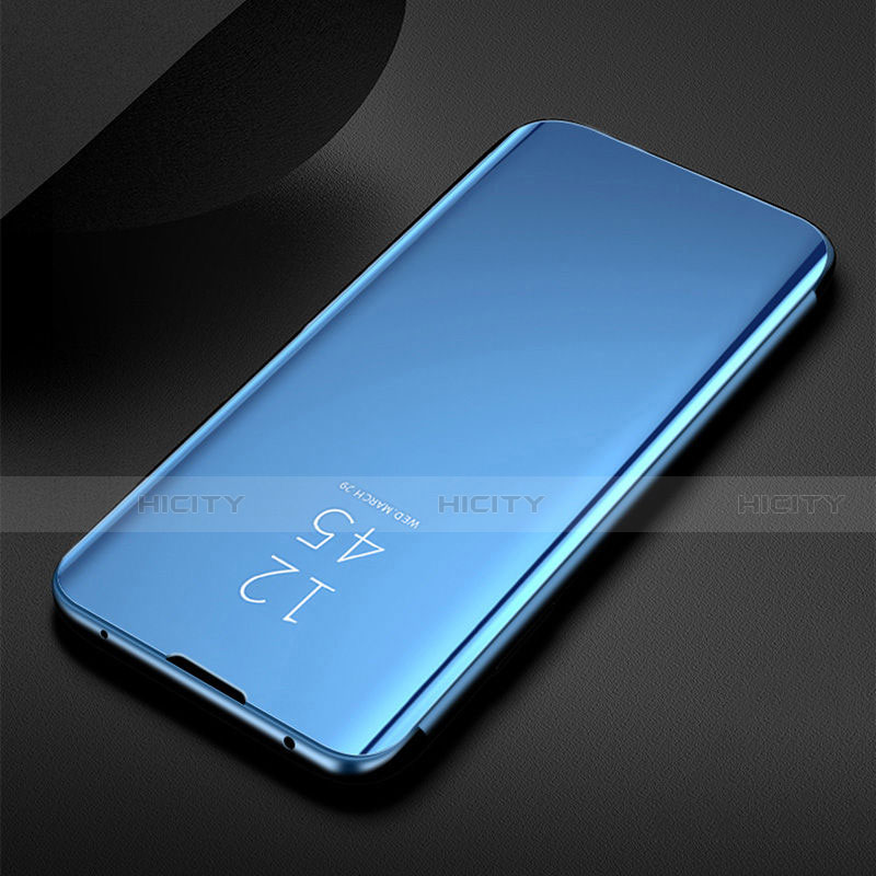 Coque Portefeuille Livre Cuir Miroir Housse Etui Clapet pour Samsung Galaxy M30s Bleu Plus