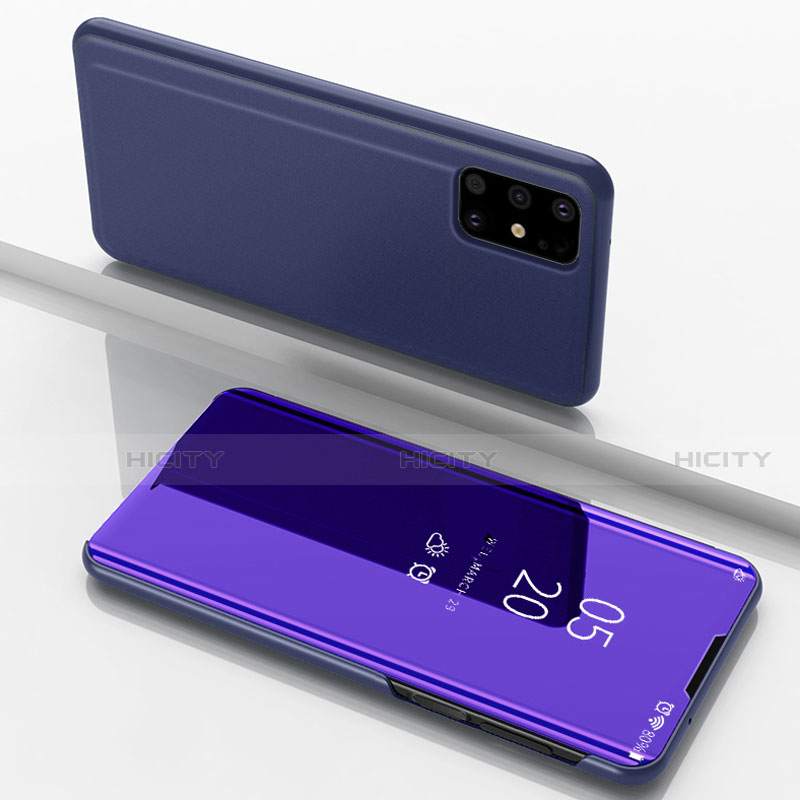 Coque Portefeuille Livre Cuir Miroir Housse Etui Clapet pour Samsung Galaxy M51 Violet Plus