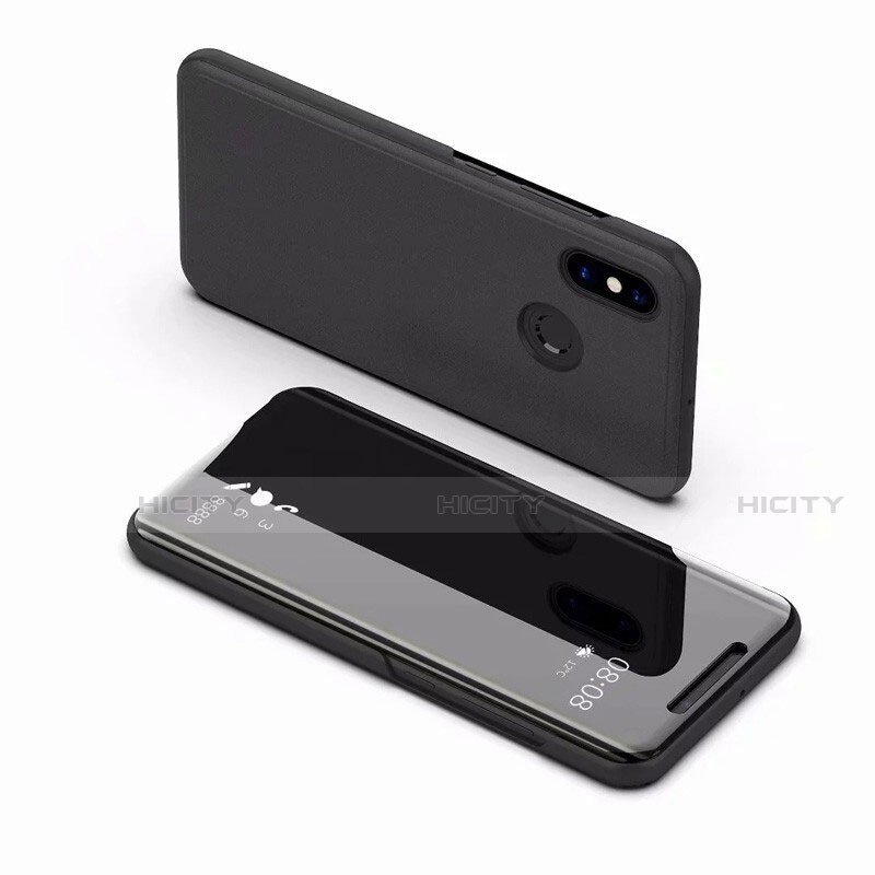 Coque Portefeuille Livre Cuir Miroir Housse Etui Clapet pour Xiaomi Mi 8 Noir Plus