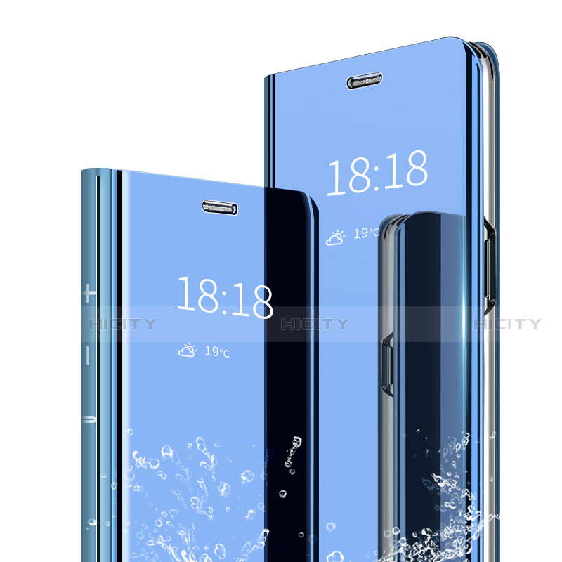 Coque Portefeuille Livre Cuir Miroir Housse Etui Clapet pour Xiaomi Mi 9 SE Bleu Plus