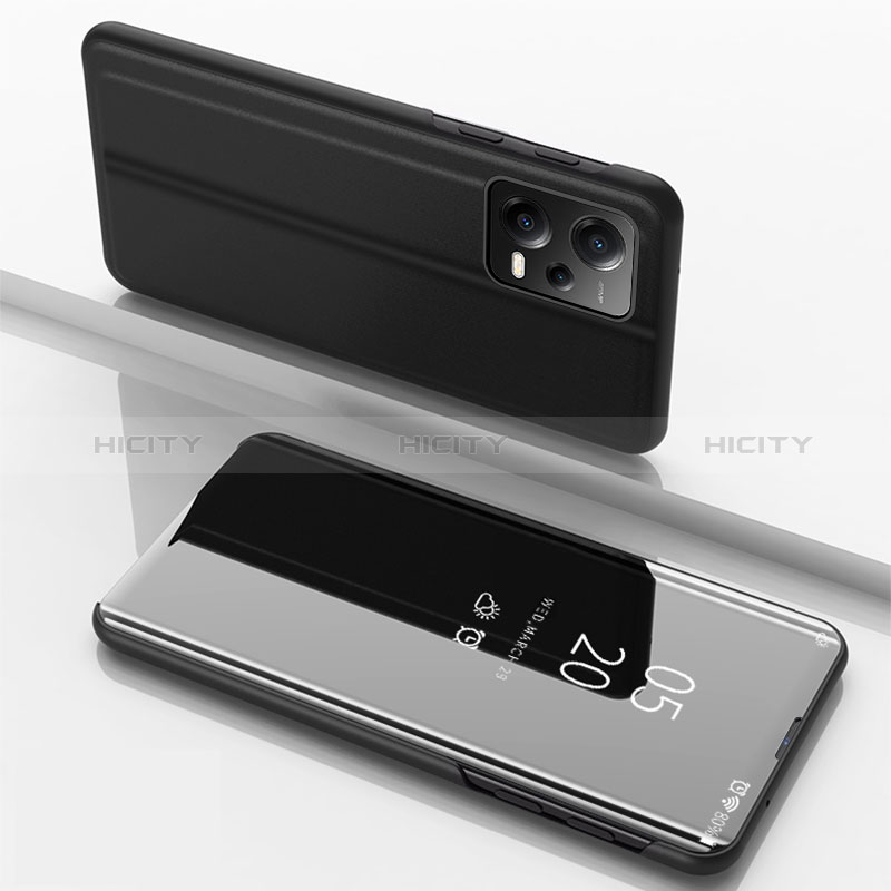 Coque Portefeuille Livre Cuir Miroir Housse Etui Clapet pour Xiaomi Poco X5 5G Noir Plus