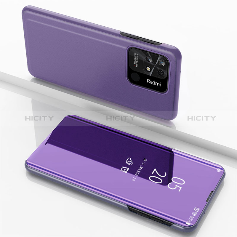 Coque Portefeuille Livre Cuir Miroir Housse Etui Clapet pour Xiaomi Redmi 10 Power Violet Clair Plus