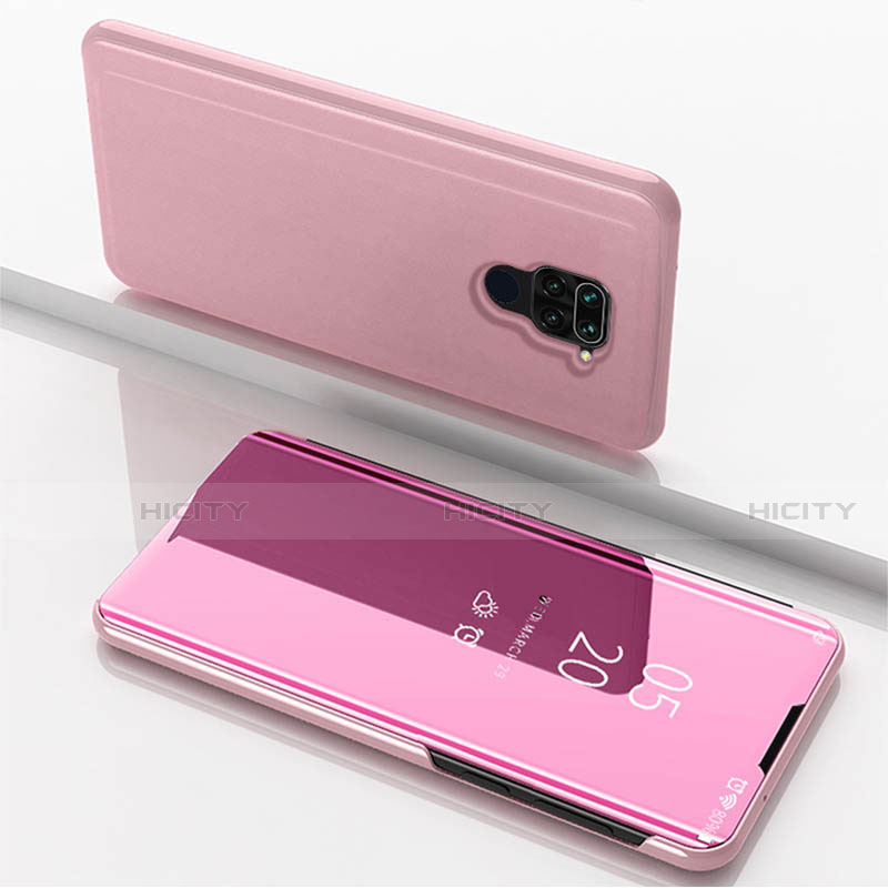 Coque Portefeuille Livre Cuir Miroir Housse Etui Clapet pour Xiaomi Redmi 10X 4G Or Rose Plus