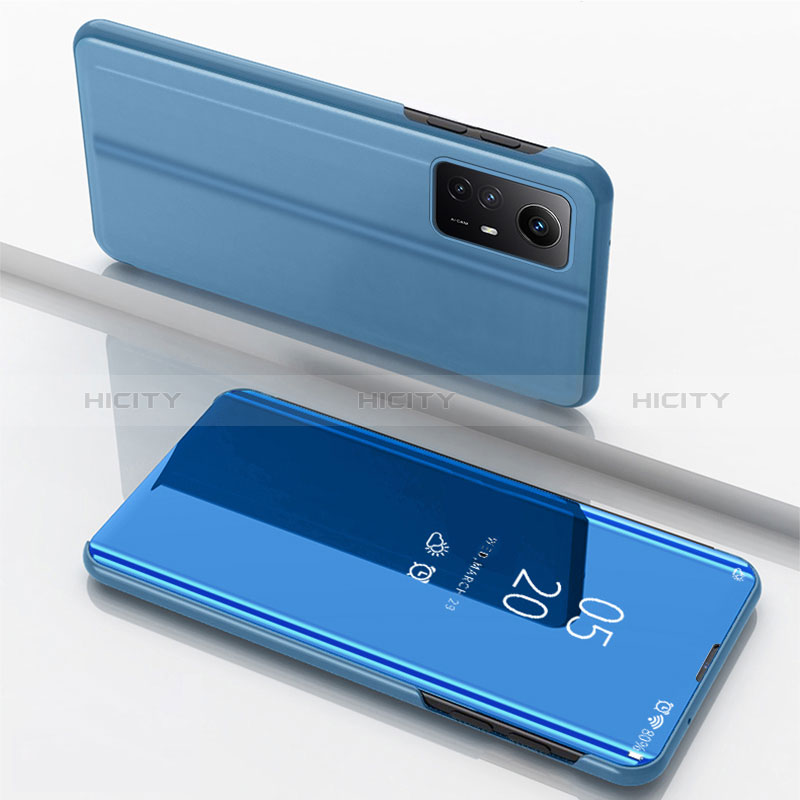 Coque Portefeuille Livre Cuir Miroir Housse Etui Clapet pour Xiaomi Redmi Note 12S Bleu Plus