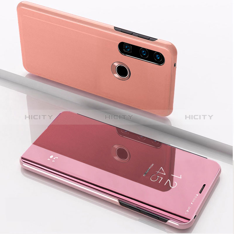 Coque Portefeuille Livre Cuir Miroir Housse Etui Clapet QH1 pour Huawei P40 Lite E Or Rose Plus