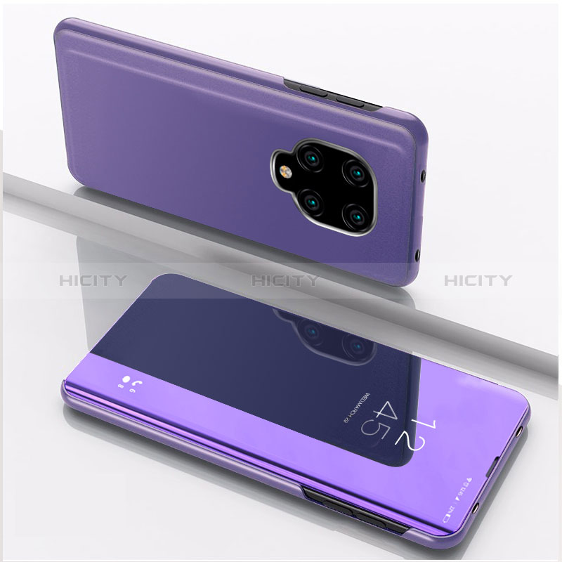 Coque Portefeuille Livre Cuir Miroir Housse Etui Clapet QH1 pour Xiaomi Poco M2 Pro Violet Clair Plus