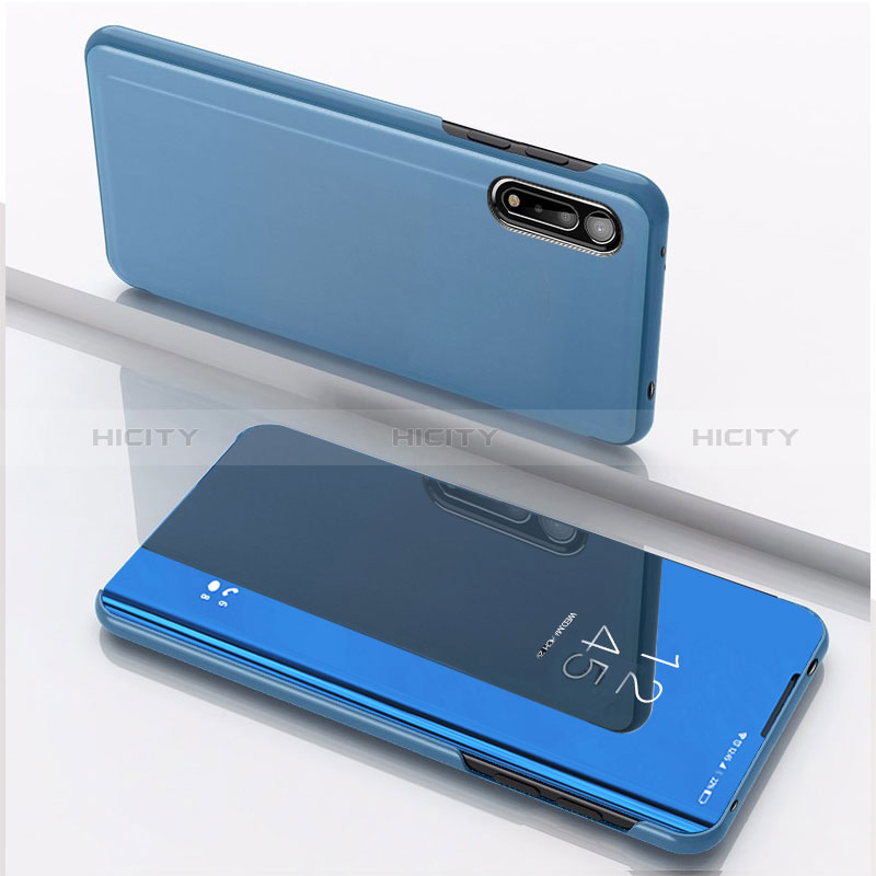 Coque Portefeuille Livre Cuir Miroir Housse Etui Clapet QH1 pour Xiaomi Redmi 9AT Bleu Plus