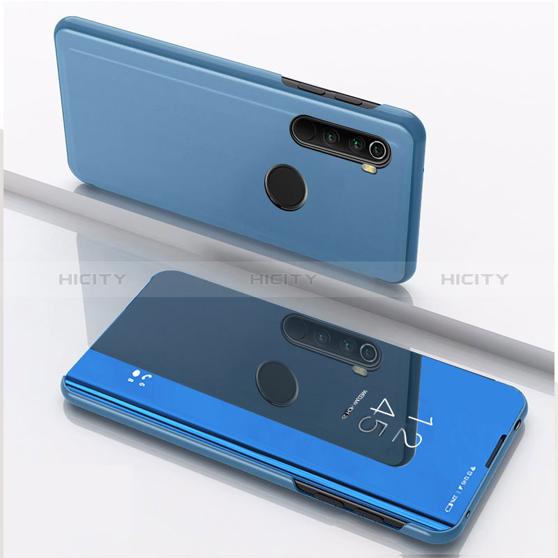 Coque Portefeuille Livre Cuir Miroir Housse Etui Clapet QH1 pour Xiaomi Redmi Note 8 (2021) Bleu Plus