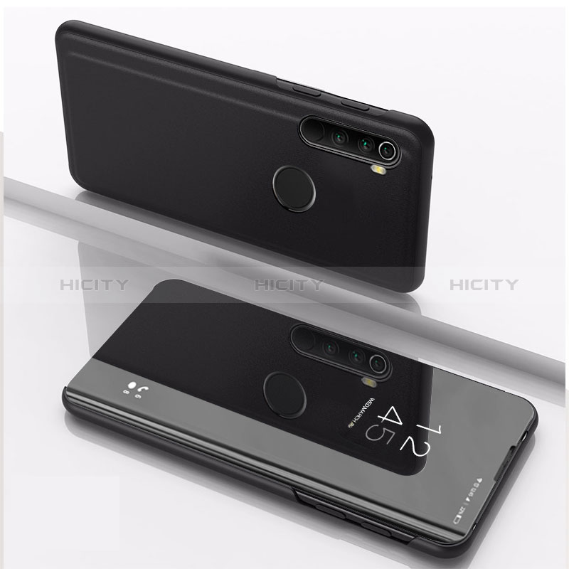 Coque Portefeuille Livre Cuir Miroir Housse Etui Clapet QH1 pour Xiaomi Redmi Note 8 (2021) Noir Plus