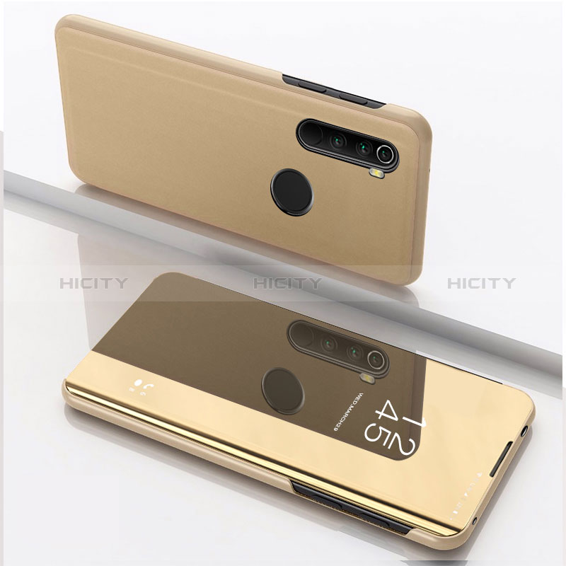 Coque Portefeuille Livre Cuir Miroir Housse Etui Clapet QH1 pour Xiaomi Redmi Note 8 (2021) Or Plus