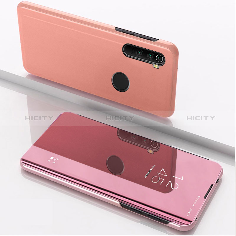 Coque Portefeuille Livre Cuir Miroir Housse Etui Clapet QH1 pour Xiaomi Redmi Note 8 (2021) Or Rose Plus