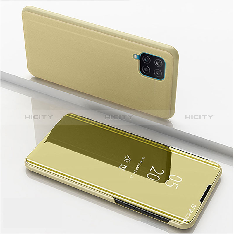 Coque Portefeuille Livre Cuir Miroir Housse Etui Clapet ZL1 pour Samsung Galaxy A12 5G Or Plus