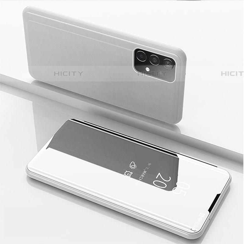 Coque Portefeuille Livre Cuir Miroir Housse Etui Clapet ZL1 pour Samsung Galaxy A52 5G Argent Plus