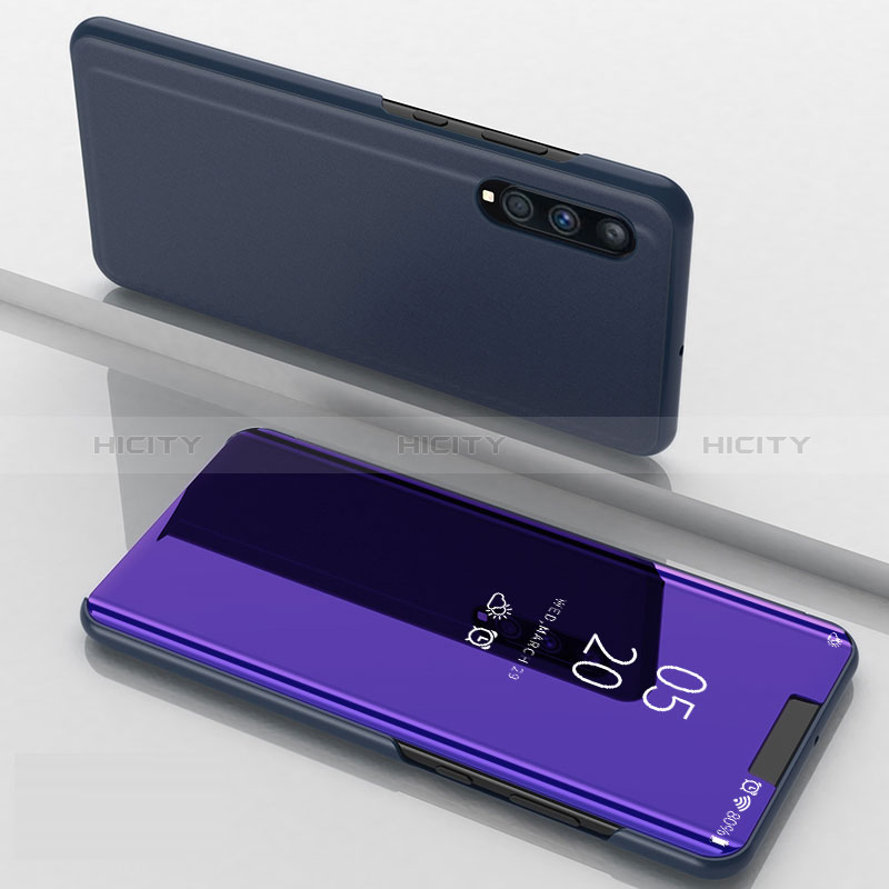 Coque Portefeuille Livre Cuir Miroir Housse Etui Clapet ZL1 pour Samsung Galaxy A70 Violet Plus