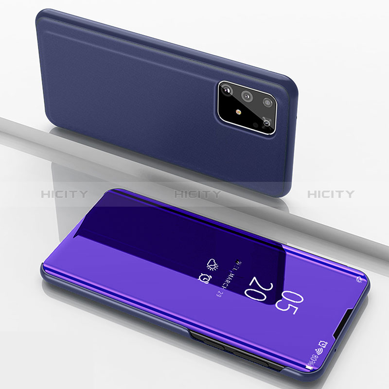 Coque Portefeuille Livre Cuir Miroir Housse Etui Clapet ZL1 pour Samsung Galaxy A91 Violet Plus