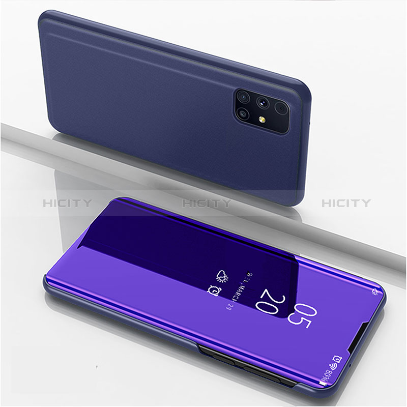 Coque Portefeuille Livre Cuir Miroir Housse Etui Clapet ZL1 pour Samsung Galaxy M31s Violet Plus