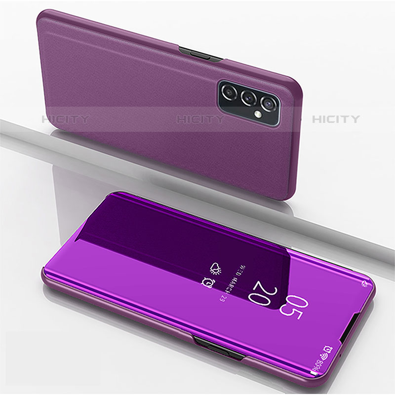 Coque Portefeuille Livre Cuir Miroir Housse Etui Clapet ZL1 pour Samsung Galaxy M52 5G Violet Clair Plus