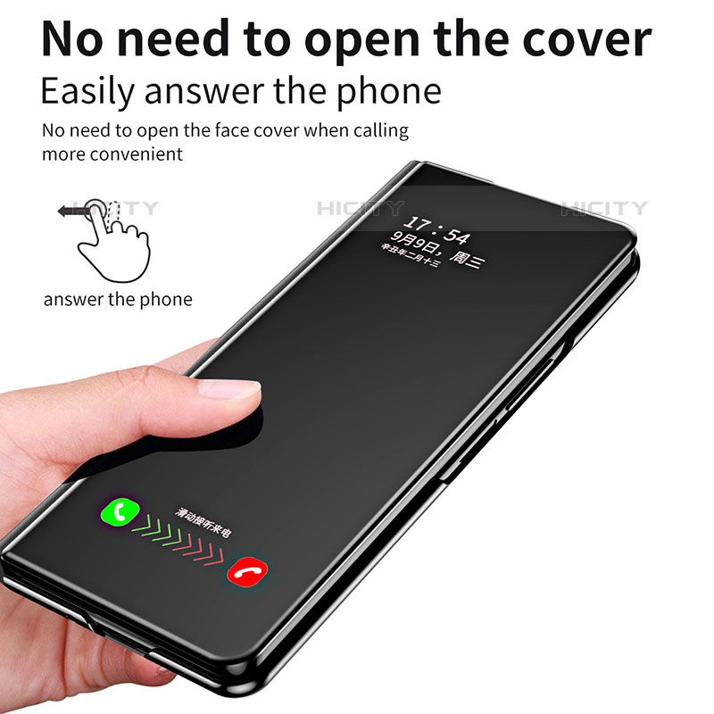 Coque Portefeuille Livre Cuir Miroir Housse Etui Clapet ZL1 pour Samsung Galaxy Z Fold5 5G Plus