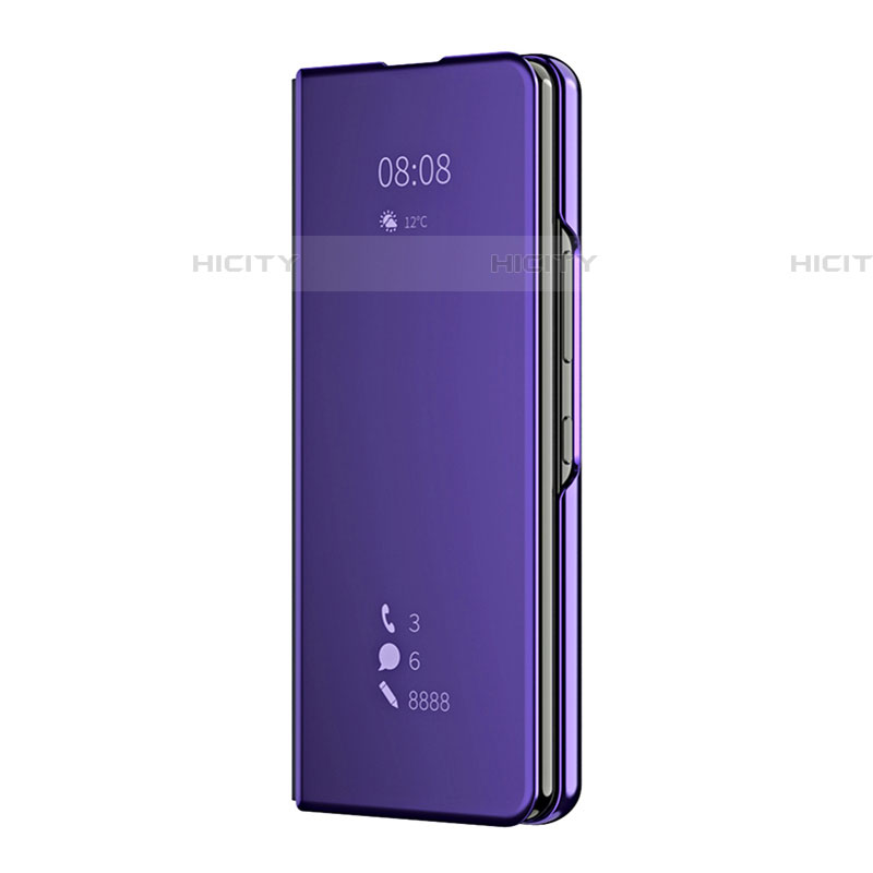 Coque Portefeuille Livre Cuir Miroir Housse Etui Clapet ZL2 pour Samsung Galaxy Z Fold4 5G Violet Plus