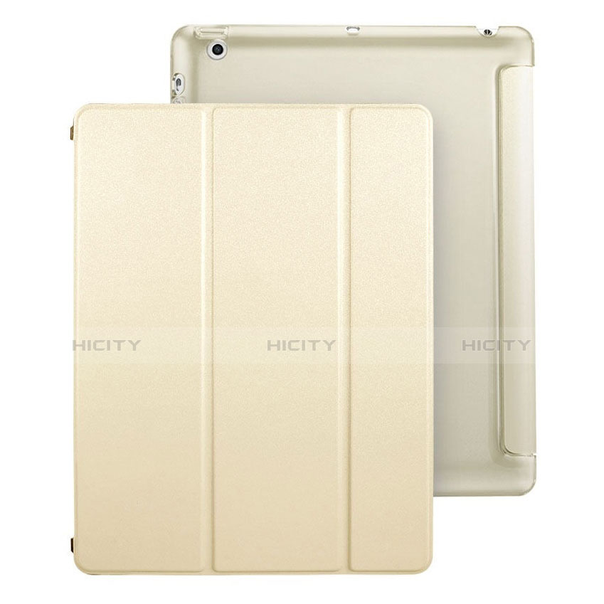 Coque Portefeuille Livre Cuir pour Apple iPad 3 Or Plus