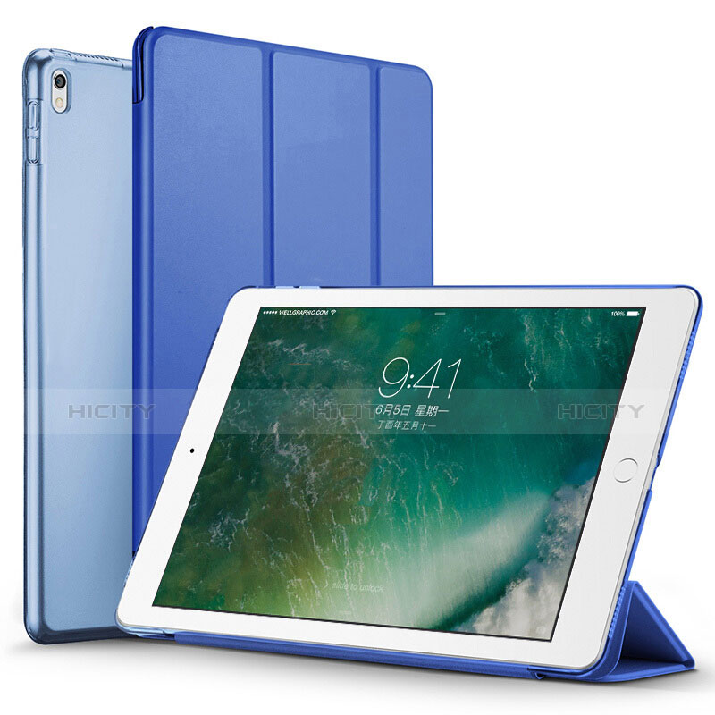 Coque Portefeuille Livre Cuir pour Apple iPad Pro 12.9 (2017) Bleu Plus