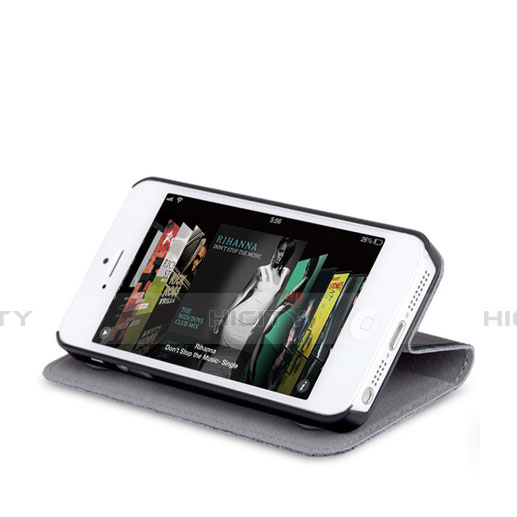 Coque Portefeuille Livre Cuir pour Apple iPhone 5 Noir Plus