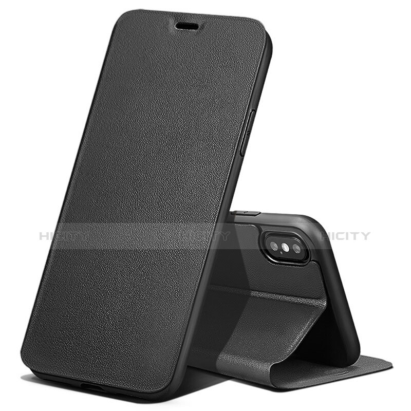 Coque Portefeuille Livre Cuir pour Apple iPhone Xs Noir Plus