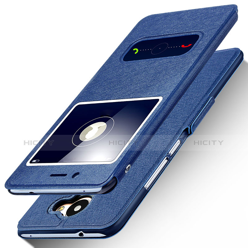 Coque Portefeuille Livre Cuir pour Huawei Enjoy 7 Plus Bleu Plus