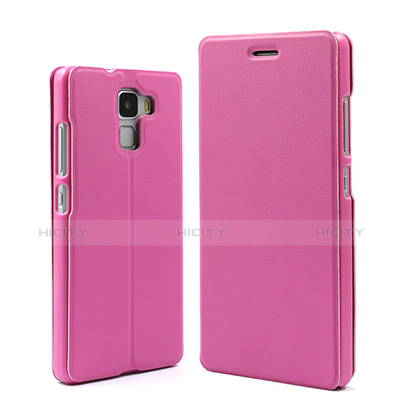 Coque Portefeuille Livre Cuir pour Huawei Honor 7 Rose Plus