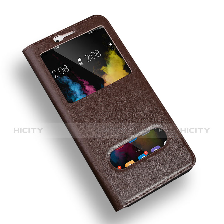 Coque Portefeuille Livre Cuir pour Huawei Honor 7X Marron Plus