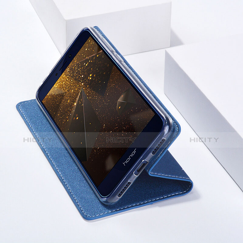 Coque Portefeuille Livre Cuir pour Huawei Honor 8 Lite Bleu Plus