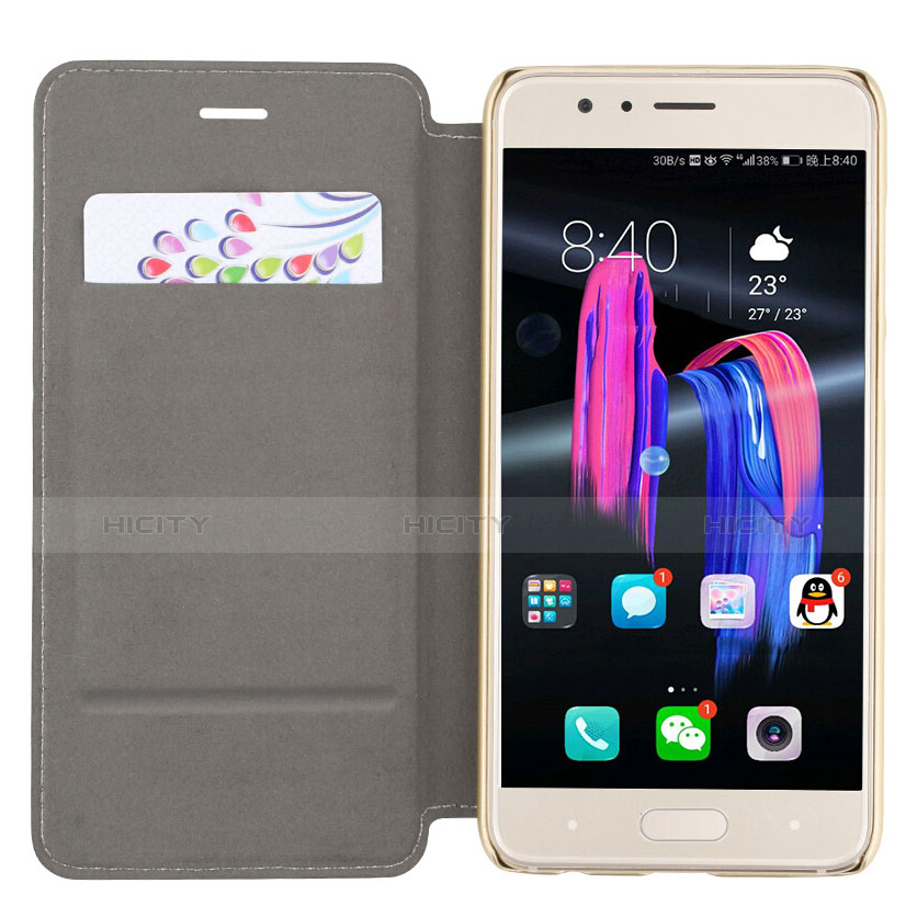 Coque Portefeuille Livre Cuir pour Huawei Honor 9 Or Plus