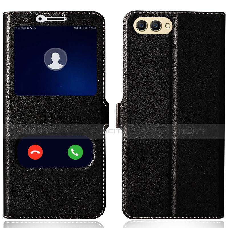 Coque Portefeuille Livre Cuir pour Huawei Honor V10 Noir Plus