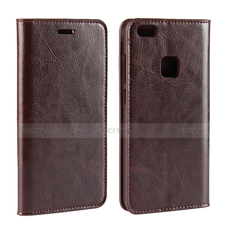 Coque Portefeuille Livre Cuir pour Huawei P10 Lite Marron Plus