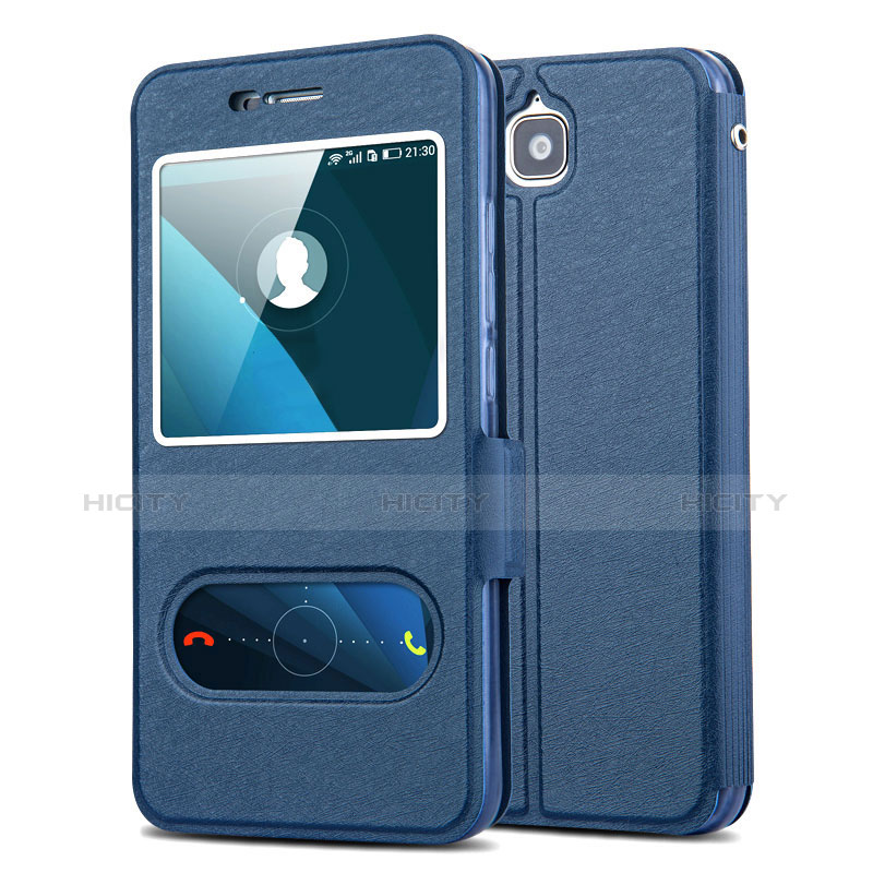 Coque Portefeuille Livre Cuir pour Huawei Y6 Pro Bleu Plus