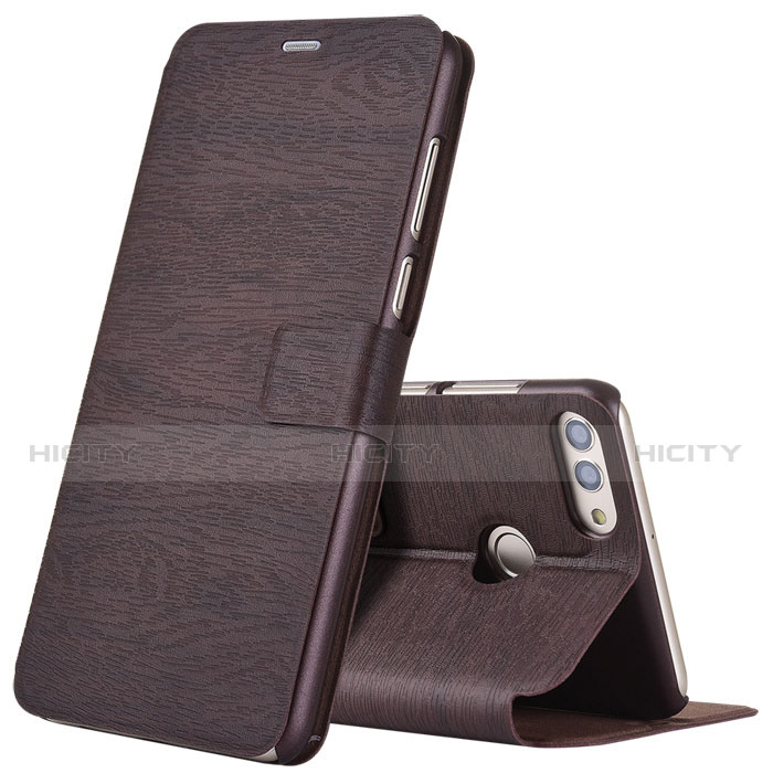 Coque Portefeuille Livre Cuir pour Huawei Y9 (2018) Marron Plus